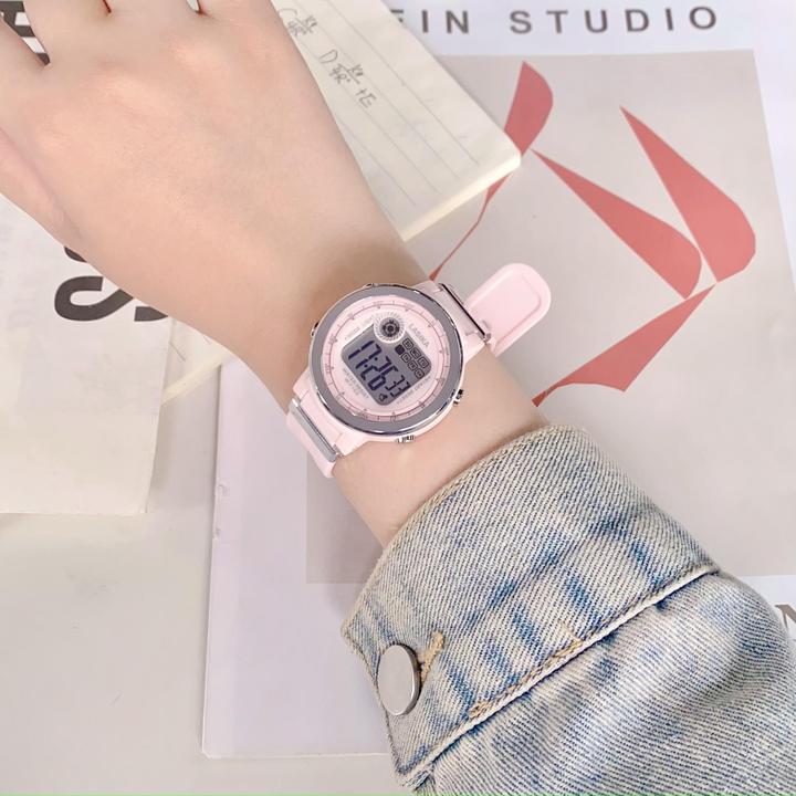 女孩小学生初中女生专用夜光防水只看时间电子手表多功能生日礼物