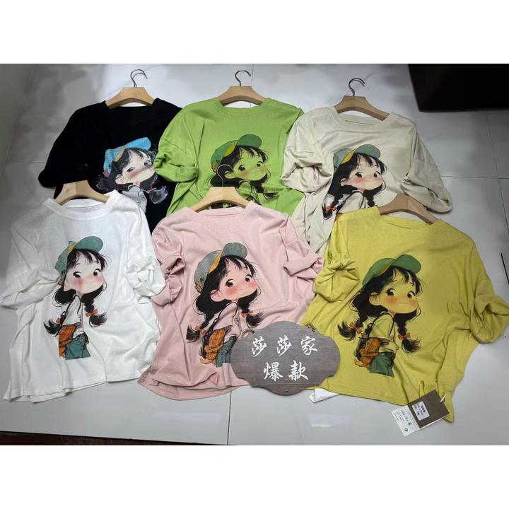 宽松版型显瘦卡通印花帽子小女孩圆领半袖T恤