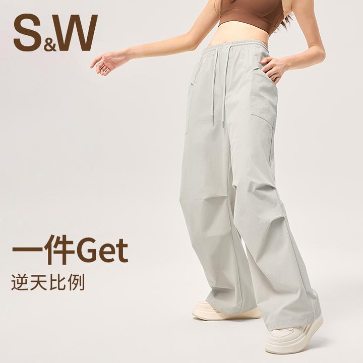 【SW速惟】美式工装夏薄款阔腿显瘦高腰裤休闲运动裤休闲长裤6238