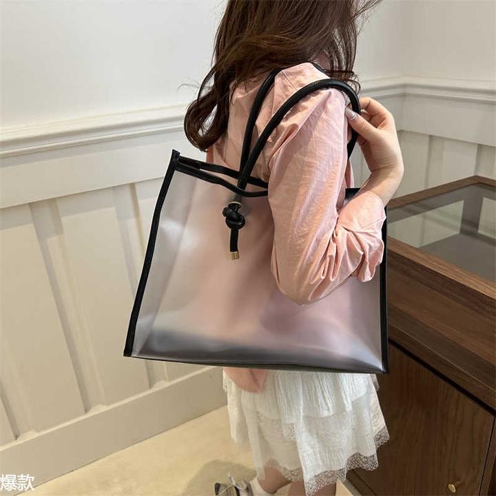 夏天夏季款大容量通勤高级感托特包包女2024新款透明单肩包子母包