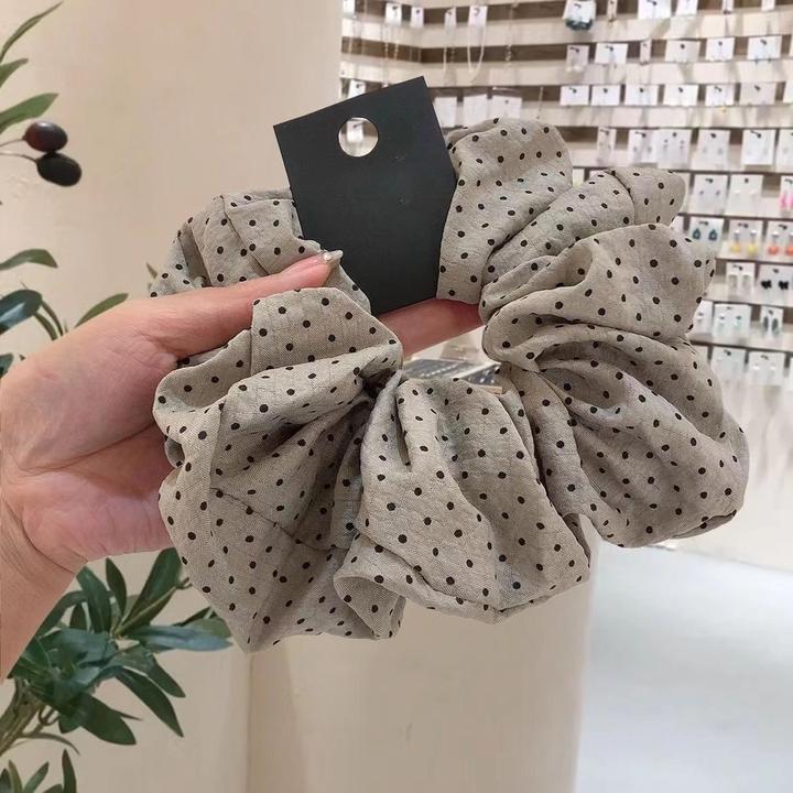 法式简约大肠圈发圈2025新款棉麻布艺品大号少女饰品超仙头饰波点