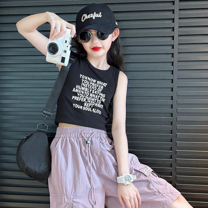 女童短裤套装夏季2025新款儿童速干中裤初中生女孩大童冰丝五分裤