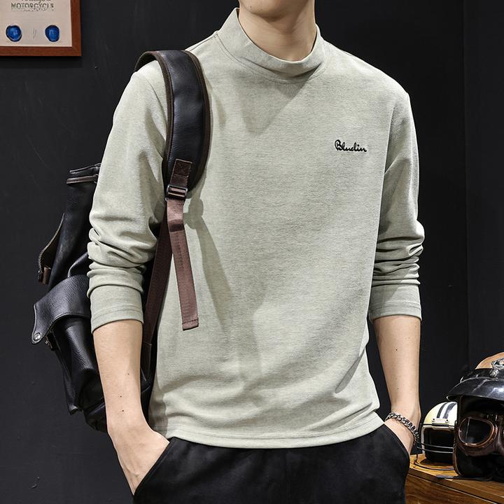 新款日系复古简约长袖t恤男士2025春秋潮牌宽松休闲圆领打底衫男