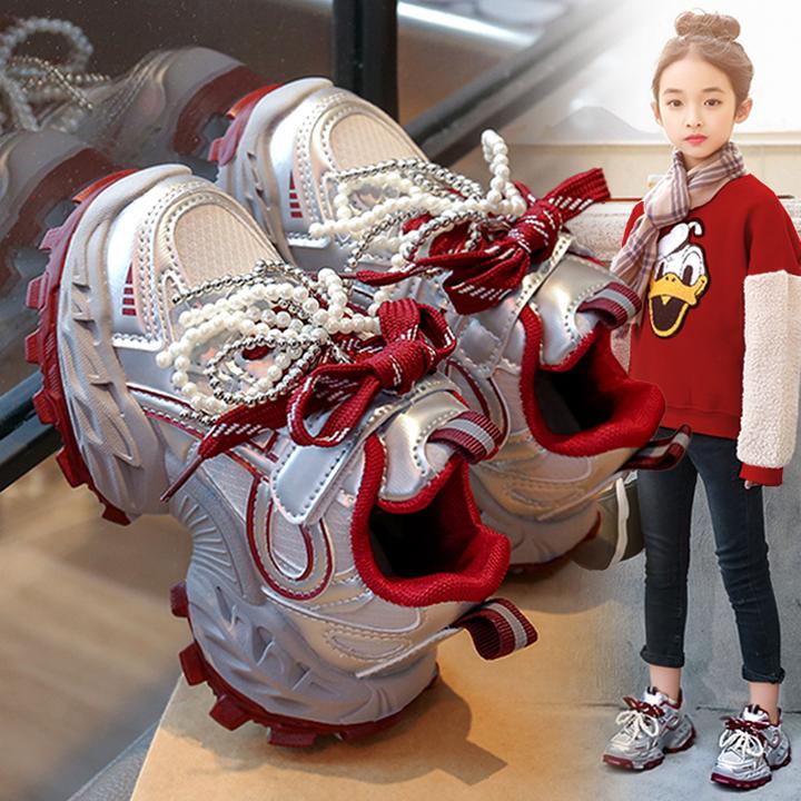 阿童木女童鞋2025新款秋冬轻便儿童老爹鞋时尚跑步大童女孩运动鞋