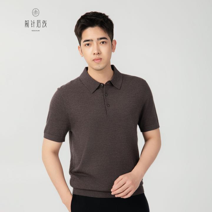 【可机洗】100%纯羊绒翻领短袖男士羊绒POLO衫秋冬男装保暖男款纯色