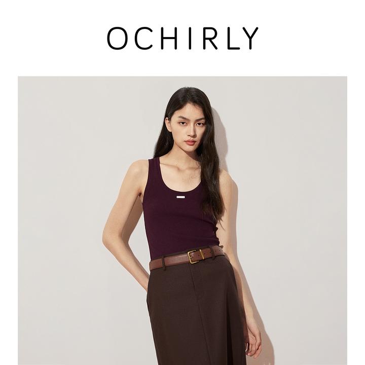 【商场同款】OCHIRLY欧时力 精梳棉U领吊带背心女25秋季新款流光风