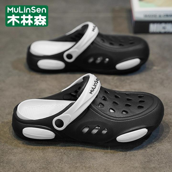 木林森洞洞鞋男秋季网红爆款外穿防滑踩屎感拖鞋运动包头沙滩凉鞋