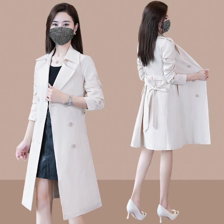 风衣女士中长款2025新款春秋季女装英伦风双排扣流行外套韩版宽松