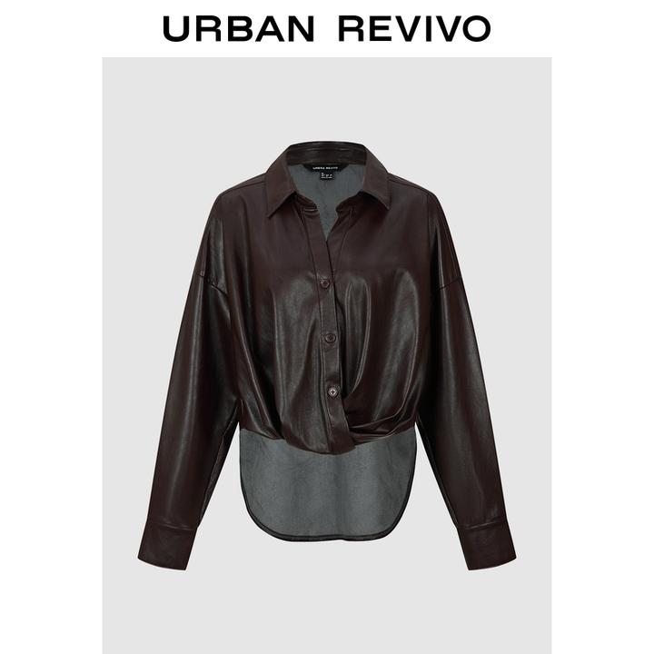 UR2026春季新款女装琥珀流光风摩登扭结罩衫衬衫UWH250152