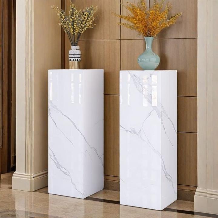 轻奢简约家用岩板花架花几客厅玄关落地装饰摆件增高底座立柱展台