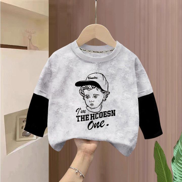 儿童纯棉长袖t恤2025春秋新款男孩印花上衣宝宝洋气时尚打底衫潮t