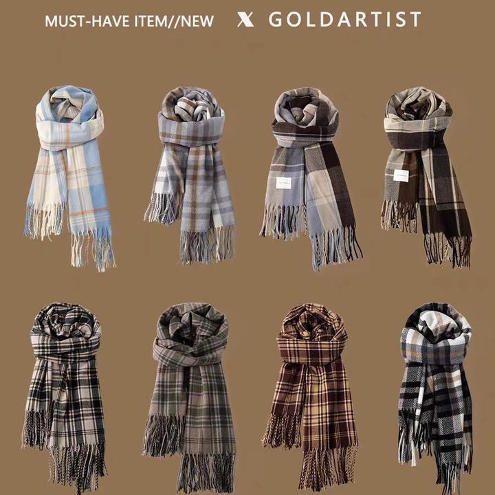 2025新款格子围巾女秋韩版氛围感冬季保暖可爱百搭学院风围脖批发
