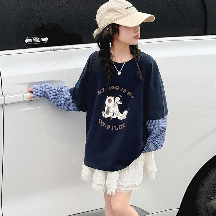 女童t恤长袖春秋2025新款儿童韩系高级感上衣大童春装洋气打底衫