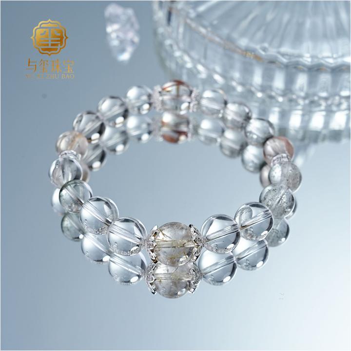 【青云志】天然水晶白水晶绿幽灵 高透款水晶手串