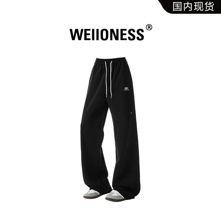 WEIIONESS美式潮流休闲裤男士春秋季印花宽松阔腿卫裤百搭长裤子