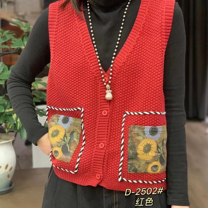 复古春款休闲减龄马甲