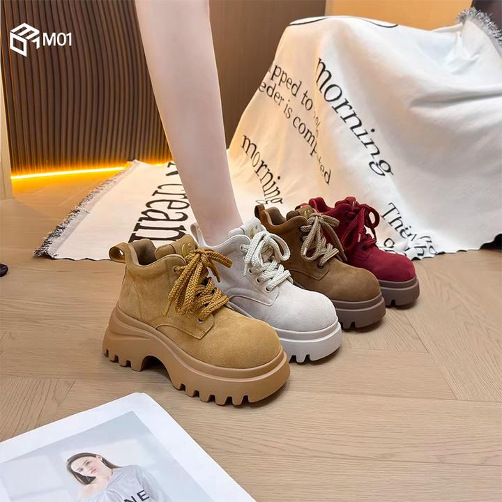 M01复古超火厚底马丁靴女款2025秋季新款大黄靴英伦风百搭短靴子