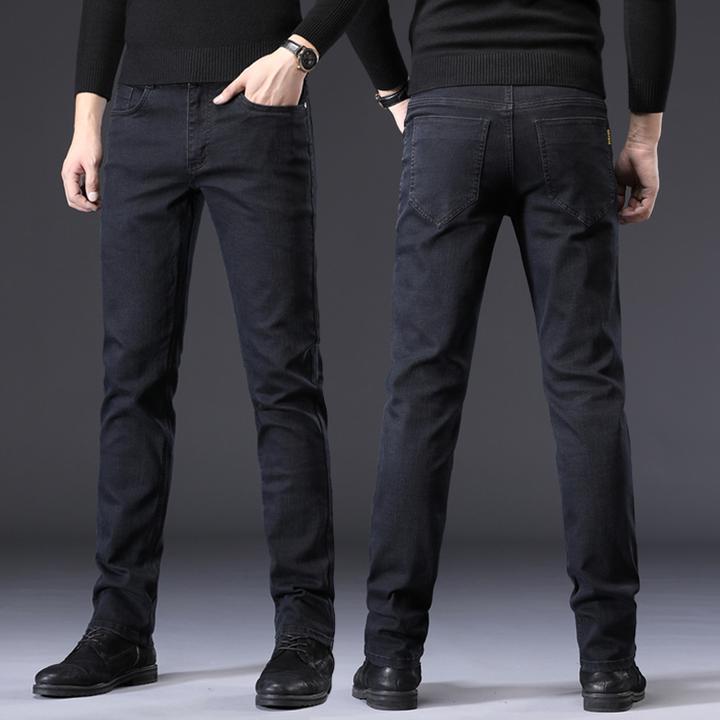 香港2025秋冬黑色牛仔裤男宽松直筒弹力休闲高端百搭商务新款长裤