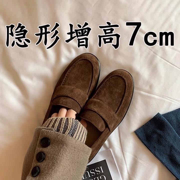 磨砂牛皮~复古一脚蹬懒人乐福鞋女百搭棕色平底单鞋英伦风小皮鞋