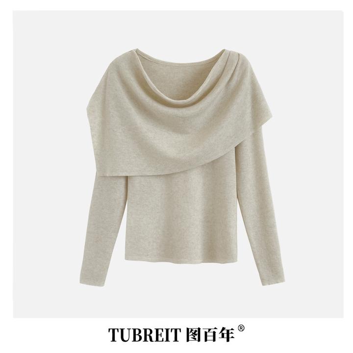 TUBREIT/图百年 针织衫上衣荡领披肩两件套女显瘦气质时尚打底衫