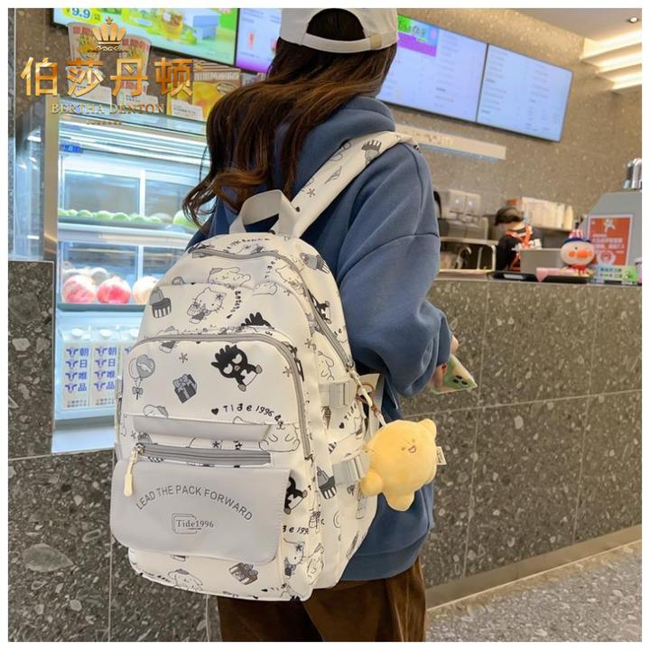 伯莎丹顿初中生书包女高中生大学生高颜值简约背包大容量双肩包