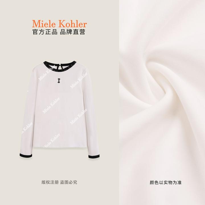 【时光独白】秋冬新款撞色设计长袖T恤女MKAQ86532【澳门小源同款】