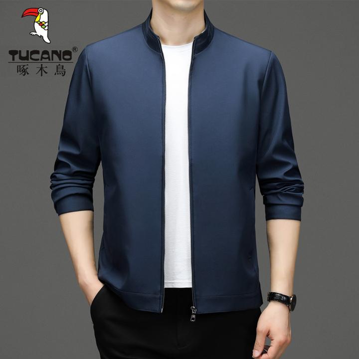 啄木鸟夹克外套男士短款商务休闲立领男装上衣春秋薄款百搭茄克衫