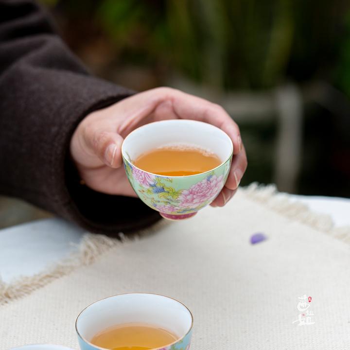 慕兮予物手工陶瓷珐琅彩鸡心主人杯女士茶杯品茗杯个人杯茶盏