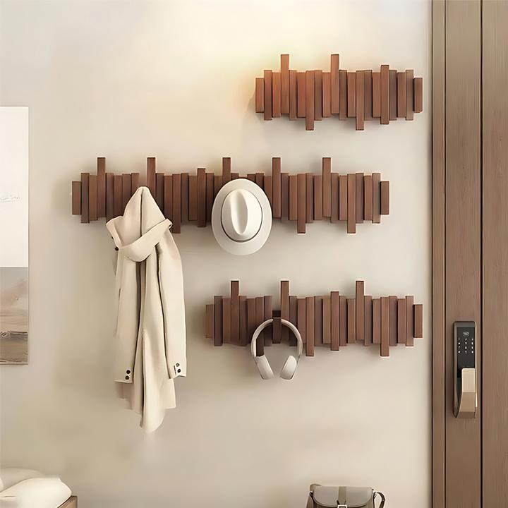 实木钢琴键挂衣架家用卧室壁挂衣帽架玄关入户门后免打孔包包挂钩