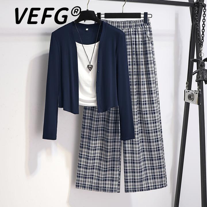 VEFG早秋穿搭一整套时尚高级感套装女2025新款气质时髦秋装三件套