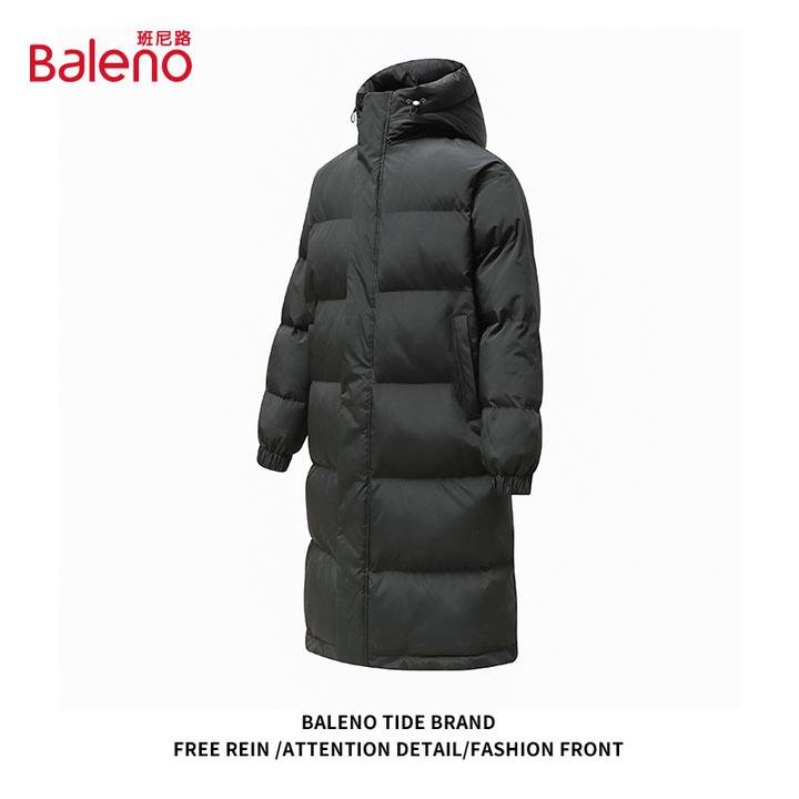 班尼路中长款棉服男冬季加厚款过膝连帽潮牌保暖防寒男女棉衣外套