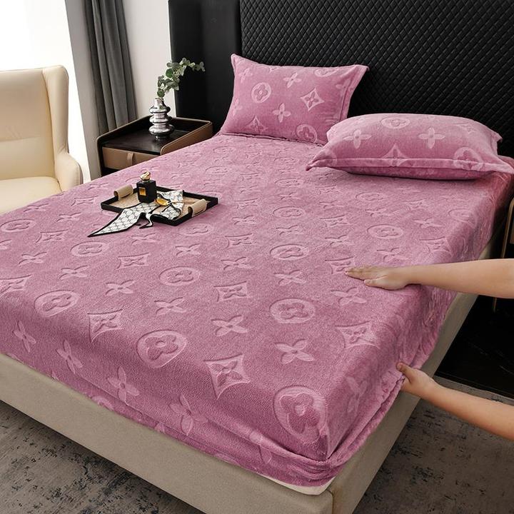 A类牛奶绒高克重剪花床笠单件冬季牛奶绒床罩床垫保护套