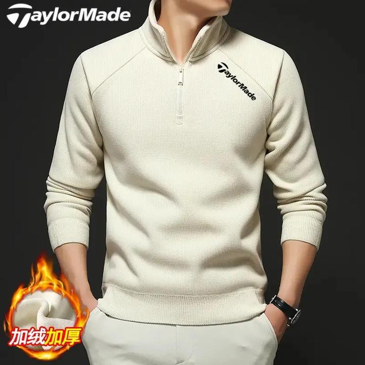 Taylormade泰勒梅高尔夫球服冬季保暖男士摇粒绒拉链半高领卫衣男