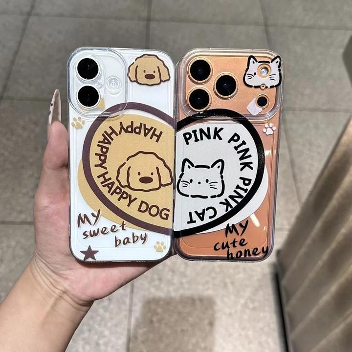 BANCA爱心猫狗情侣适用iphone17/16苹果15手机壳小米OPPO华为VIVO