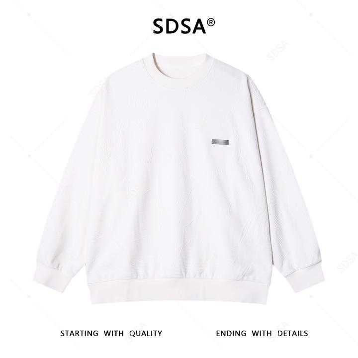 SDSA秋冬新款痞帅男装潮牌简约提花纹理感圆领卫衣百搭宽松上衣