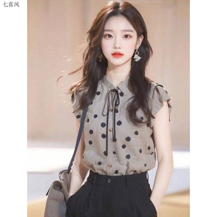 漂亮夏季小众独特设计感女聚酯纤维直筒型上衣衬衫