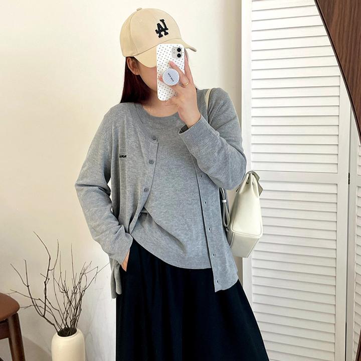 大码巨显瘦套装女2025新款吊带开衫针织两件套胖mm一整套早秋穿搭