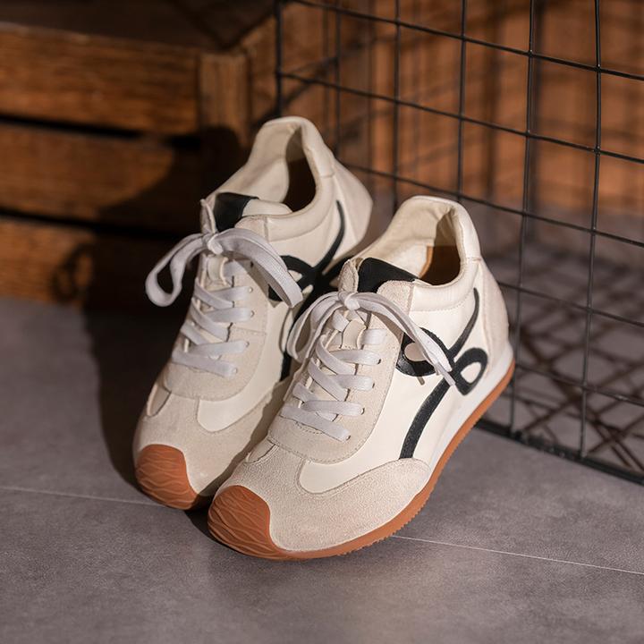 男女同款运动系带秋冬高帮厚底德训鞋时尚真皮休闲鞋8669-1&5089H