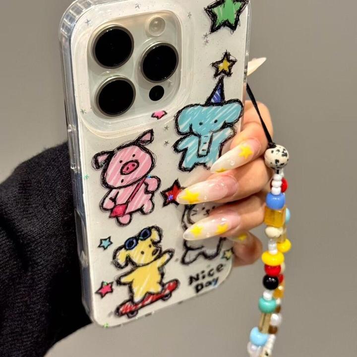 IMD彩绘耳机小猫适用iphone16苹果15果冻手机壳小米OPPOVIVO荣耀
