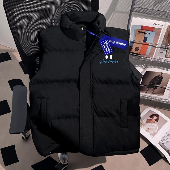 WASSUP HSUBE潮酷高街重磅男士马甲外套冬季加绒加厚保暖无坎上衣