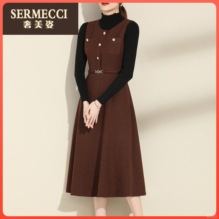 奢美姿气质背心连衣裙女秋冬2025年新款简约时尚中长裙