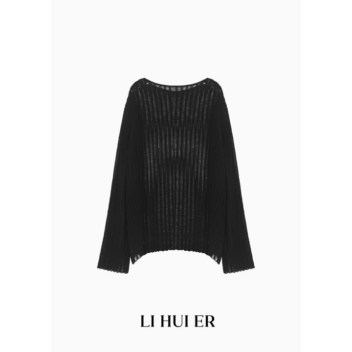 Li Hui Er 【风信纱】2025春季轻奢低调极简慵懒风针织衫上衣50200