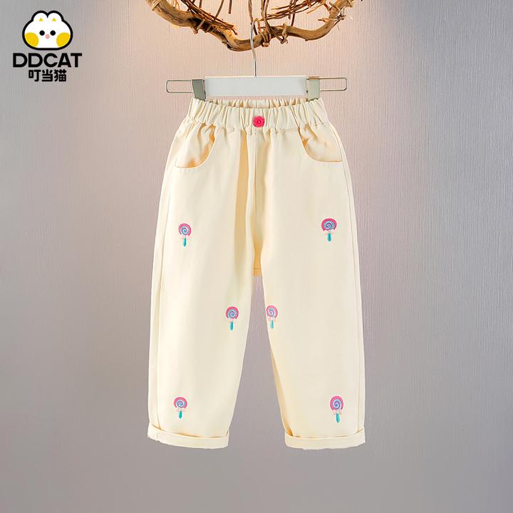 叮当猫女童春秋季裤子儿童洋气休闲裤中小童秋装长裤女宝宝直筒裤