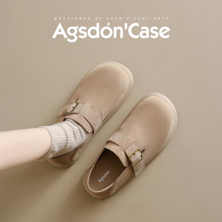 奥古狮登厚底勃肯鞋女2025春秋新款复古软底全包一脚蹬懒人单鞋H