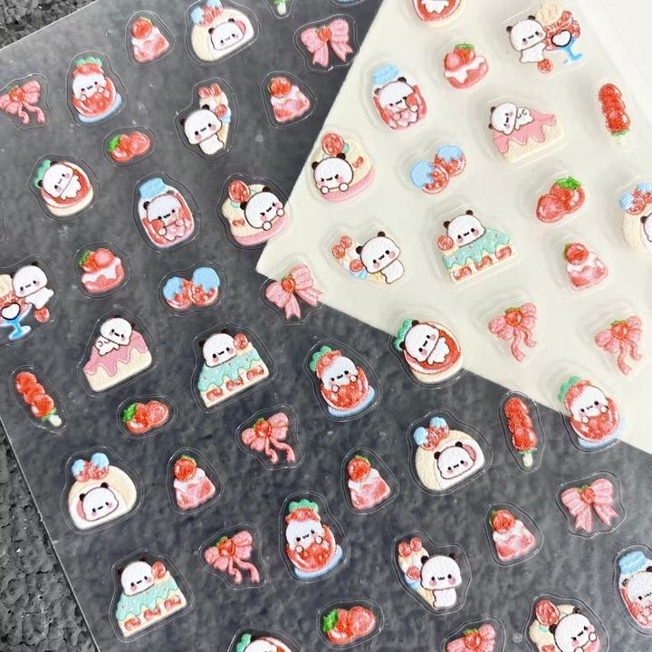 卡通可爱一二布布小熊美甲贴纸浮雕立体diy手账素材ccd指甲贴装饰