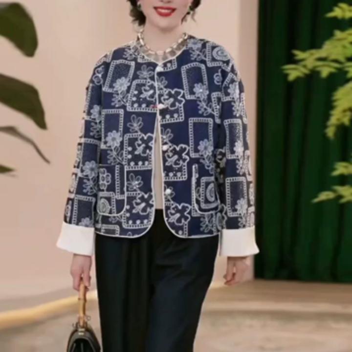 2025春季新款妈妈装新中式国风重工气质外套减龄中年女装短款上衣