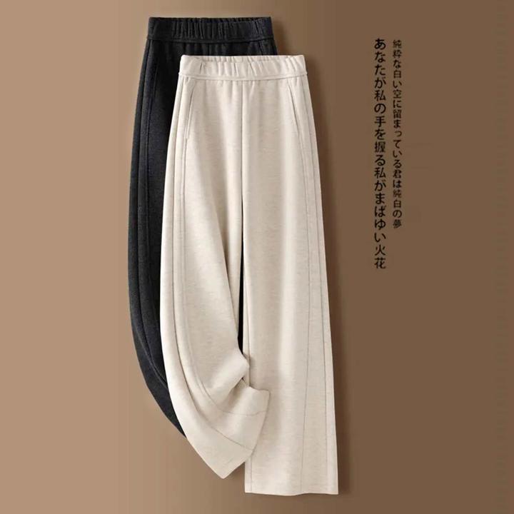 加绒糯米弯刀裤女2025早高级感气质柔软高腰直筒微弯刀裤25052