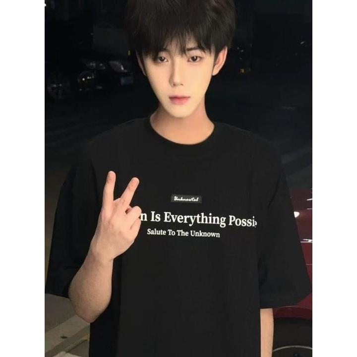 美式潮牌高街短袖t恤男夏季潮流百搭宽松设计感小众半袖情侣上衣