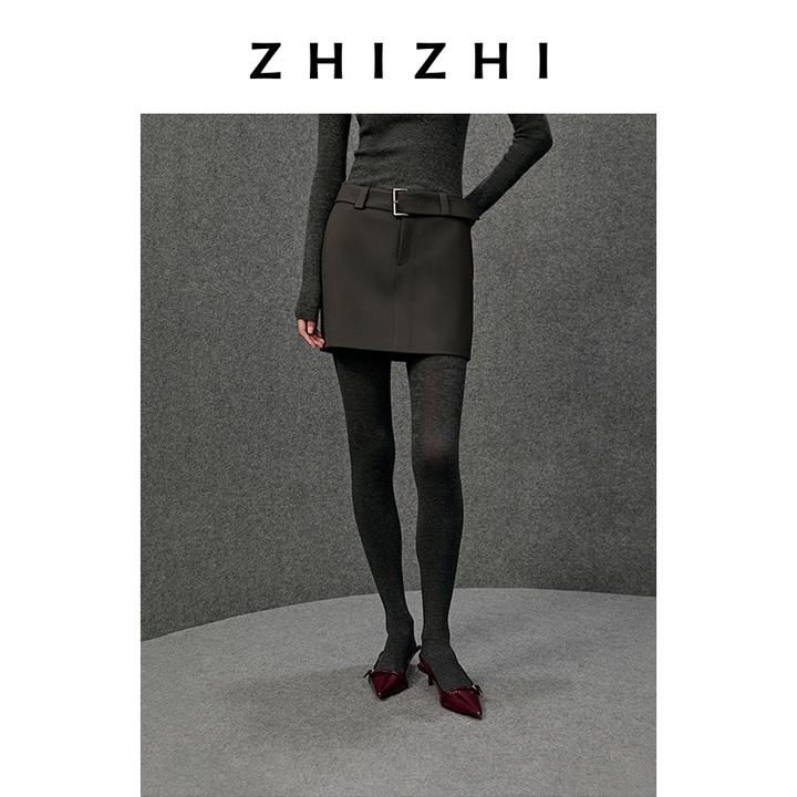 致知 华清引 宽幅腰带设计搭配金属扣百搭显瘦半身裙ZZ2EAWBT124