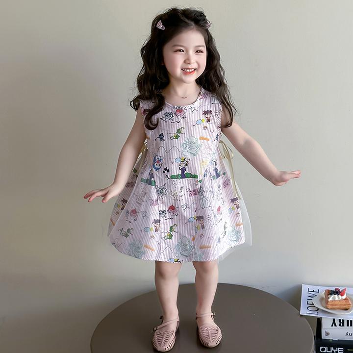 女童涂鸦背心裙2025新款儿童夏装国潮洋气无袖裙子女孩夏季连衣裙